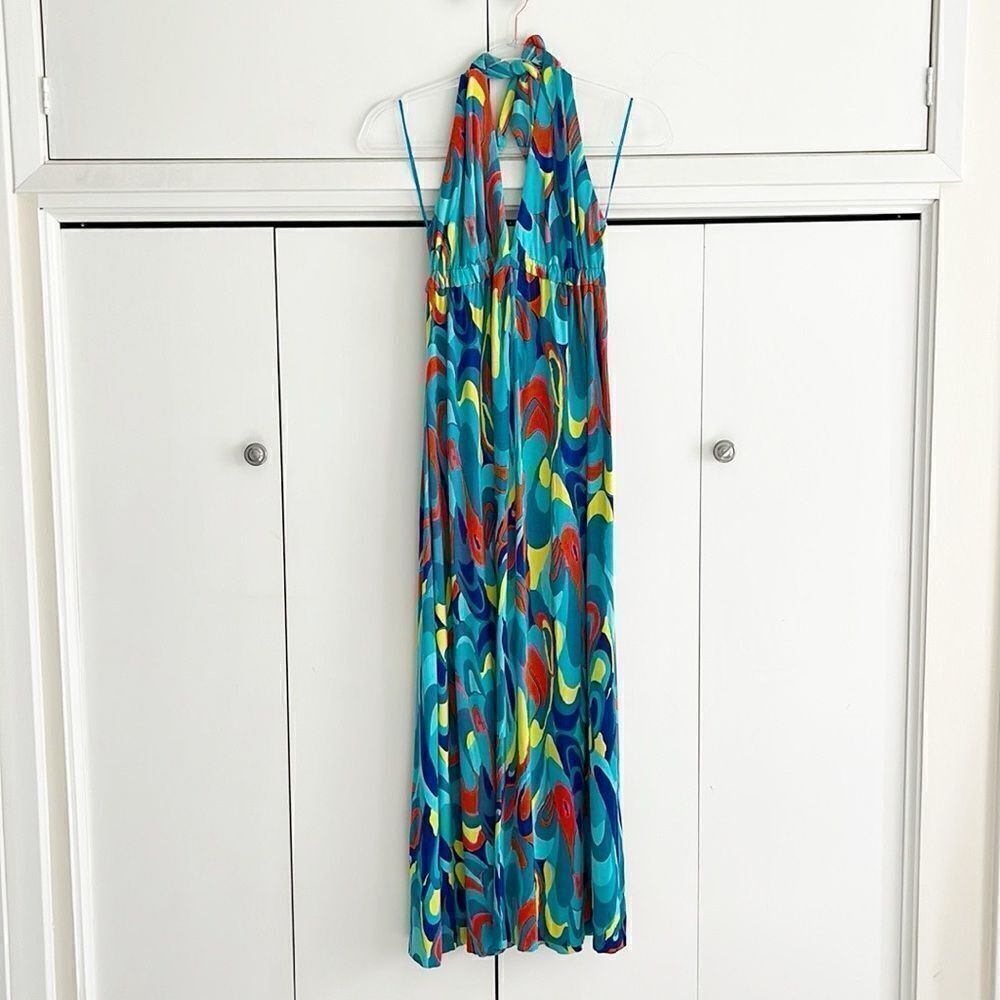 Trina Turk Colorful Halter Midi Dress